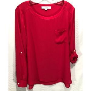 Loft Magneta Long-Sleeve Blouse.  Size Sm.
